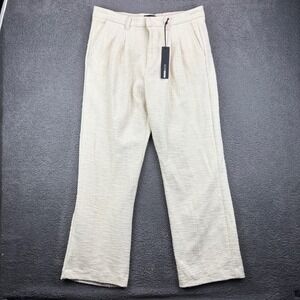 NOVA MEN Textured Pleated Loose Fit Dress Pants‎ Cream Size 34